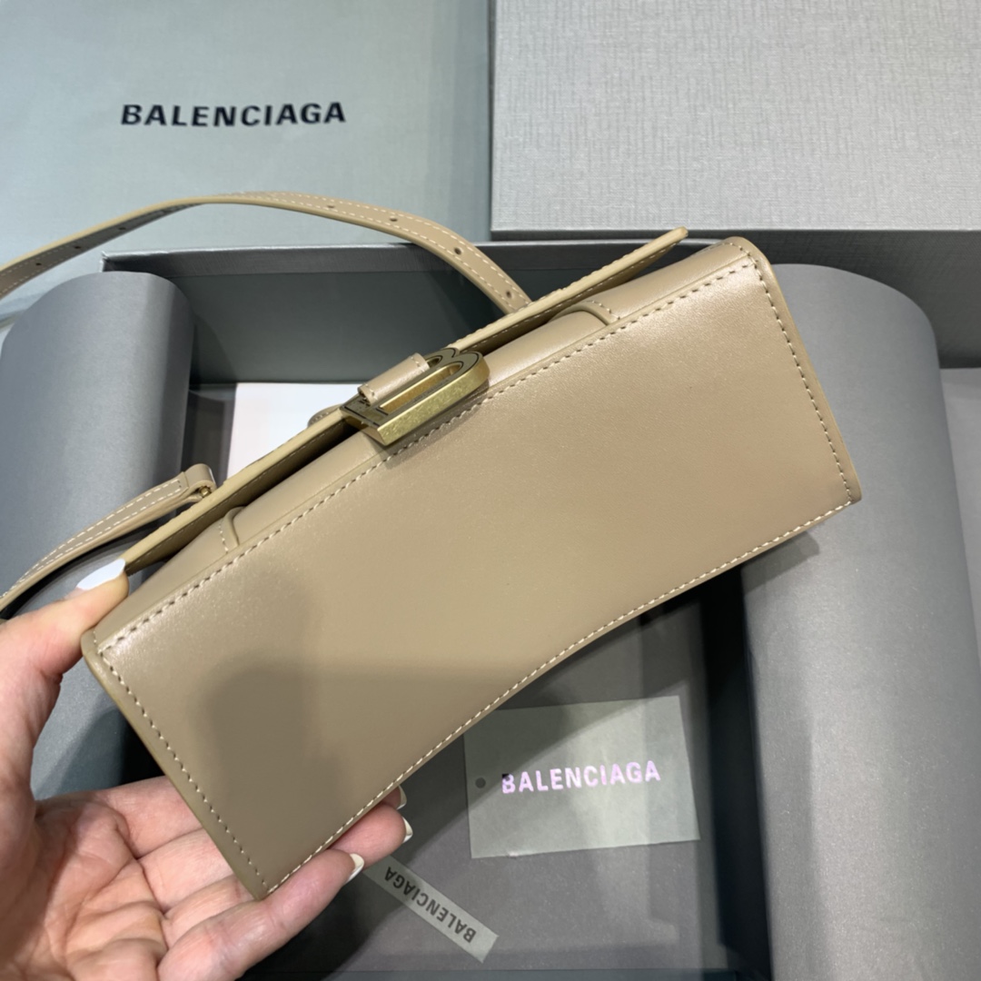 Balenciaga Hourglass XS Handbag Box Calfskin Shoulder Bag Apricot